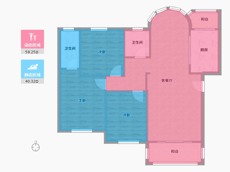 广东省-广州市-白云山制药厂-宿舍-76.00-户型库-动静分区