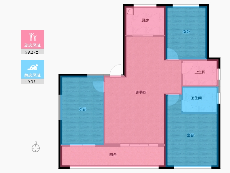 陕西省-宝鸡市-高新序-97.27-户型库-动静分区