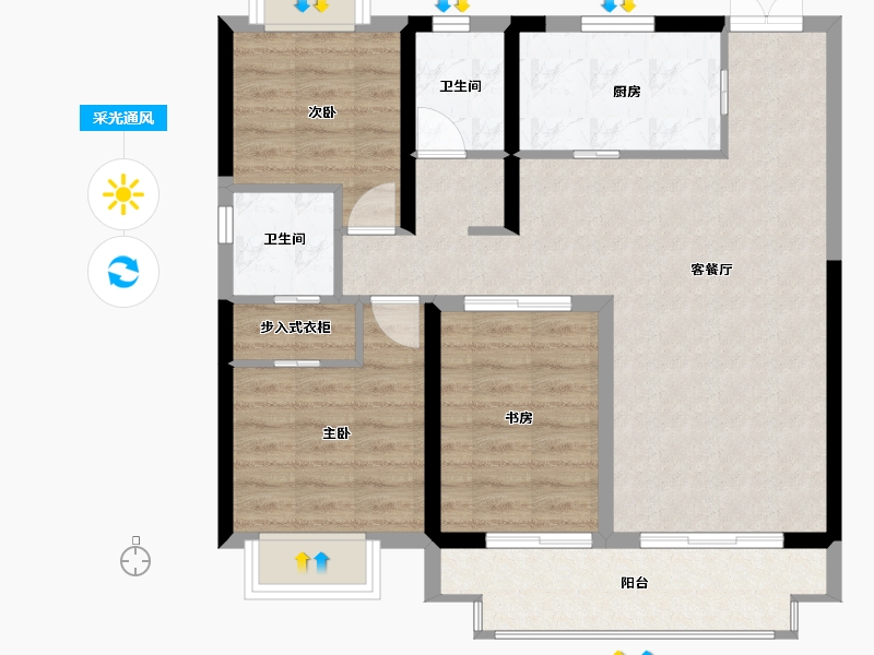 湖北省-武汉市-伟鹏硅谷小镇—期-84.61-户型库-采光通风