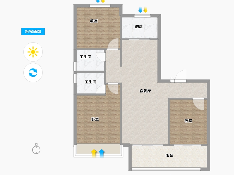 山东省-泰安市-肥城上城郦景-95.00-户型库-采光通风