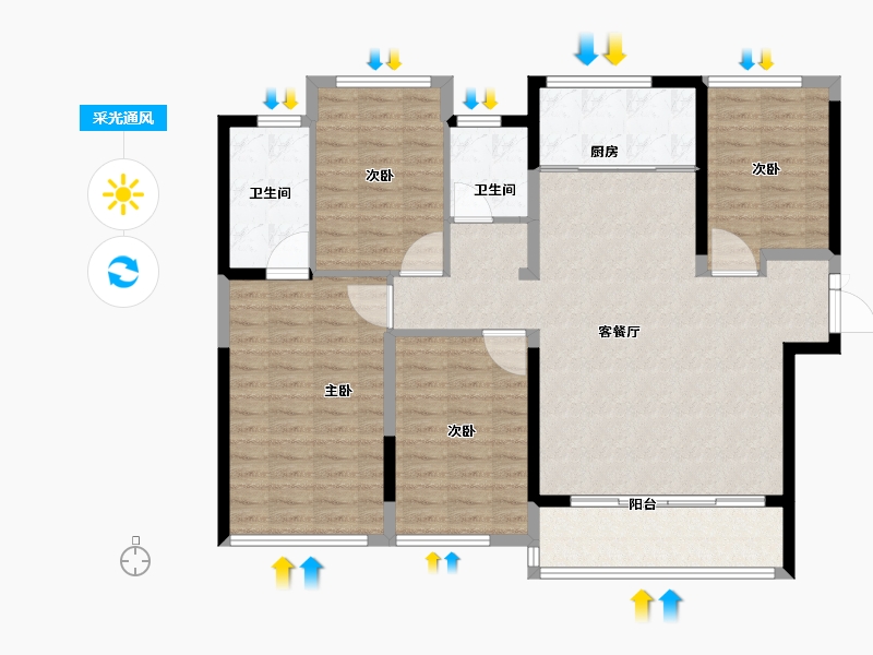 江苏省-苏州市-华润置地润宸-115.20-户型库-采光通风