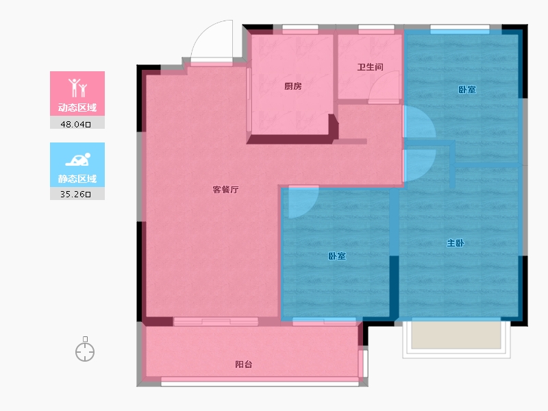 江苏省-南京市-璀璨云著-75.20-户型库-动静分区