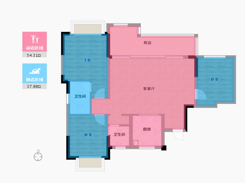 四川省-成都市-鼎能国宾天韵-82.60-户型库-动静分区