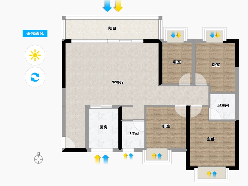 四川省-成都市-正兴紫瑞里-94.14-户型库-采光通风