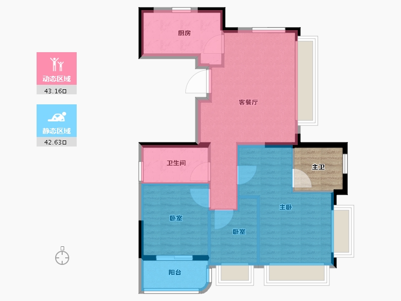 上海-上海市-越秀·静安悦-82.25-户型库-动静分区