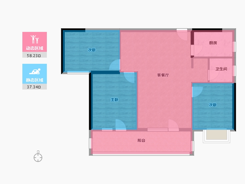 湖北省-武汉市-天创木兰云著-86.59-户型库-动静分区