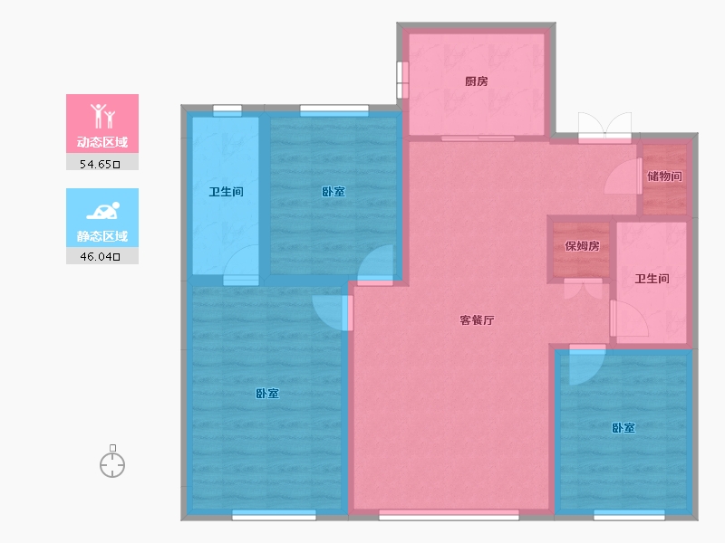 吉林省-长春市-保利天汇-90.09-户型库-动静分区