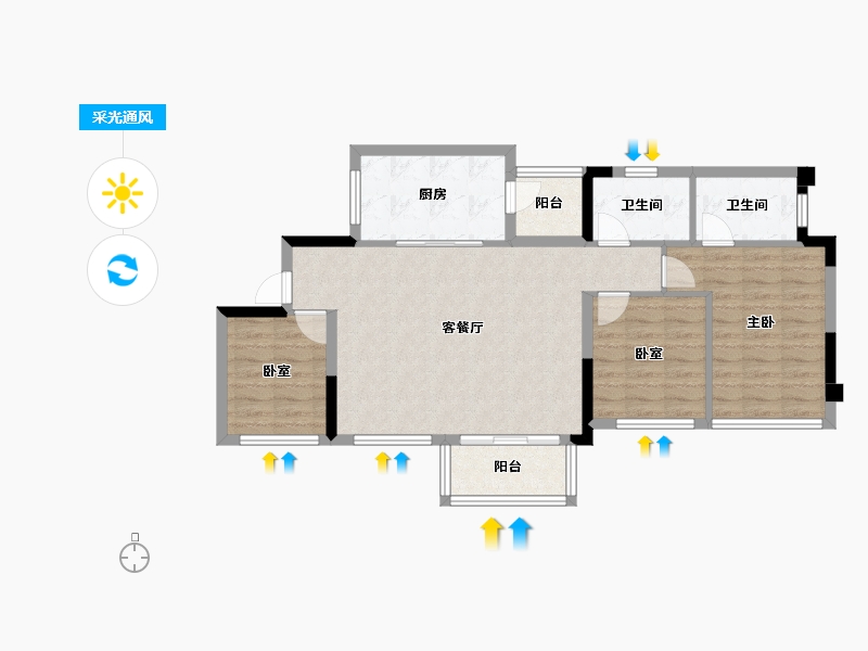 四川省-成都市-锦绣世家-84.26-户型库-采光通风