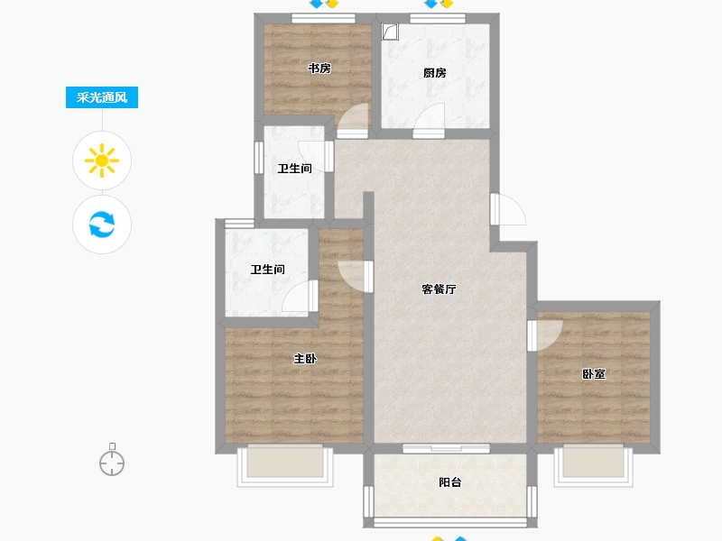 上海-上海市-金隅外滩东岸-80.69-户型库-采光通风