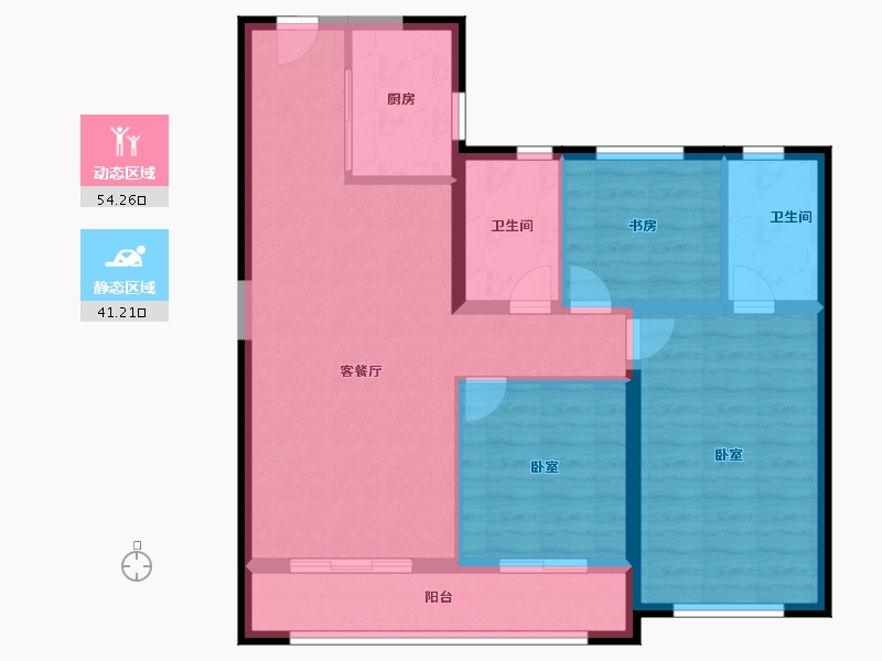 陕西省-西安市-保利阅云台-85.60-户型库-动静分区