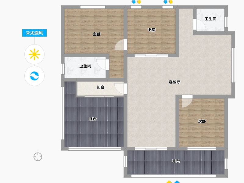 江西省-吉安市-王府中环广场-45.00-户型库-采光通风