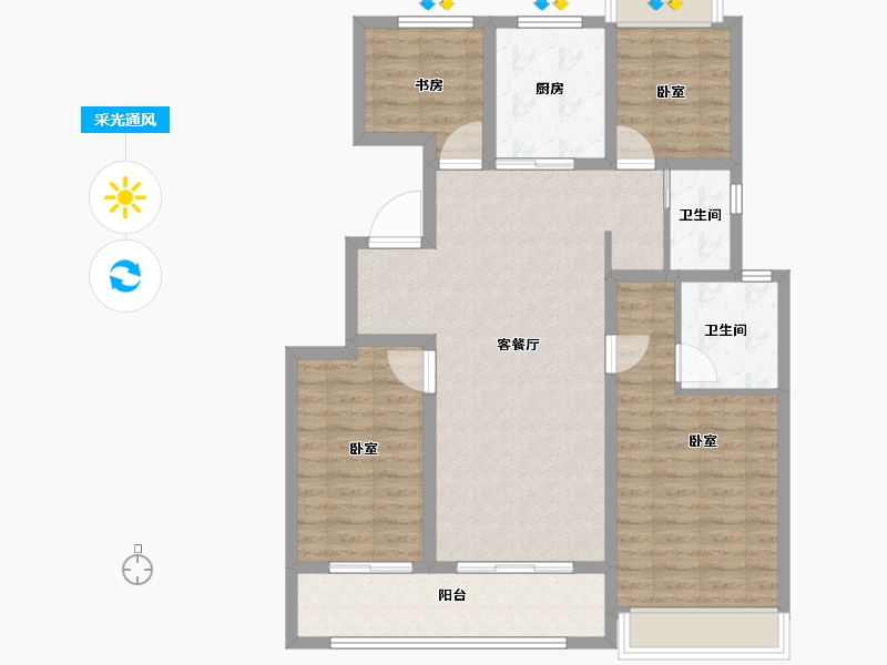 江苏省-南京市-星叶半山玥府-101.60-户型库-采光通风