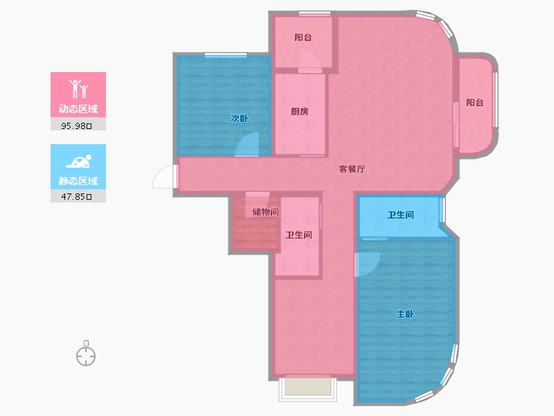 上海-上海市-世纪前滩·天汇-130.98-户型库-动静分区