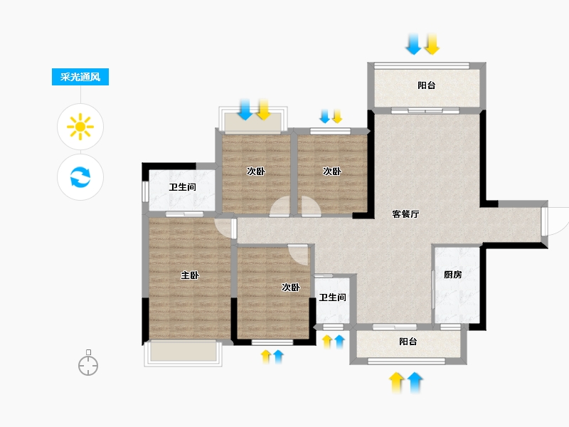 湖南省-永州市-北美枫景-109.64-户型库-采光通风