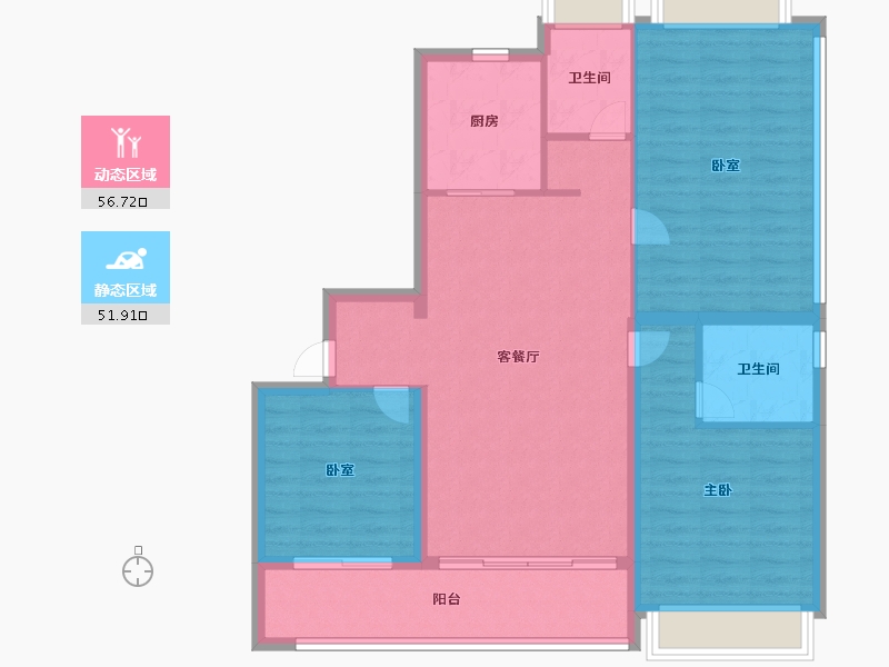 江苏省-南京市-建发缦云-98.40-户型库-动静分区