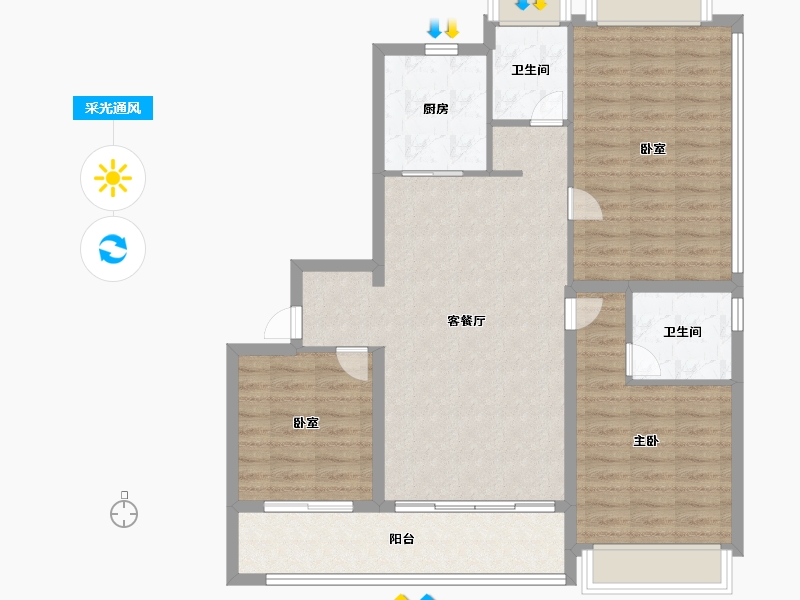 江苏省-南京市-建发缦云-98.40-户型库-采光通风