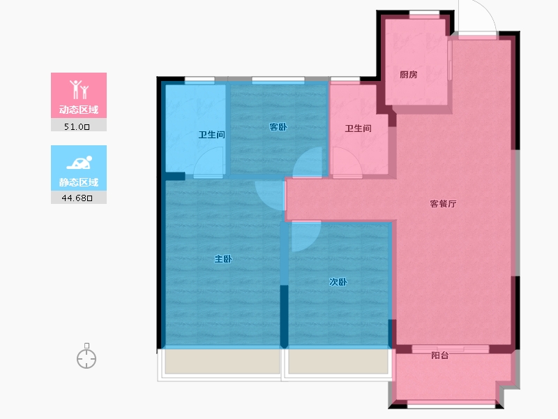 浙江省-嘉兴市-春天学府-86.00-户型库-动静分区