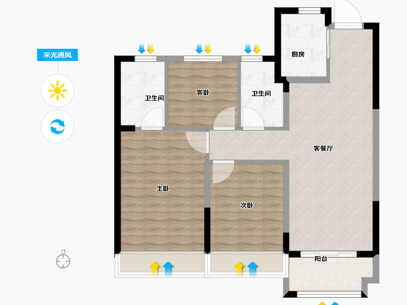 浙江省-嘉兴市-春天学府-86.00-户型库-采光通风