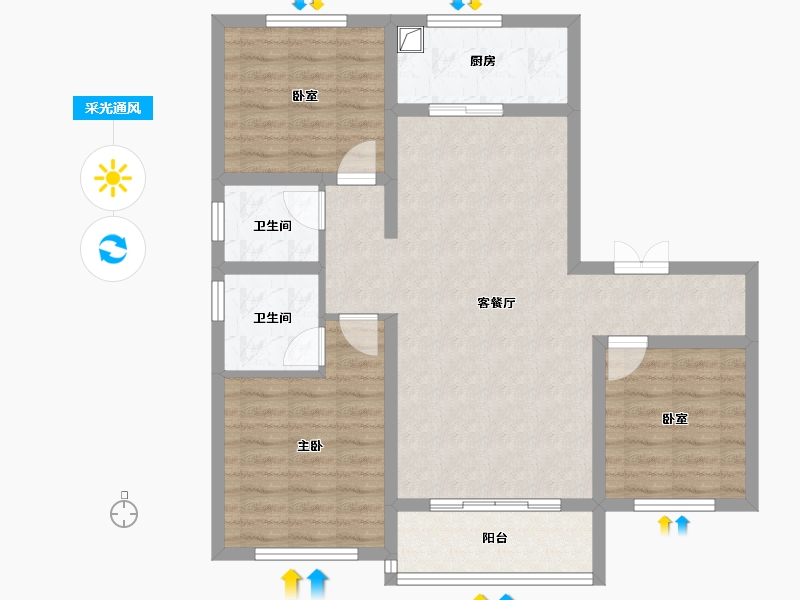 陕西省-西安市-城市风景-86.53-户型库-采光通风