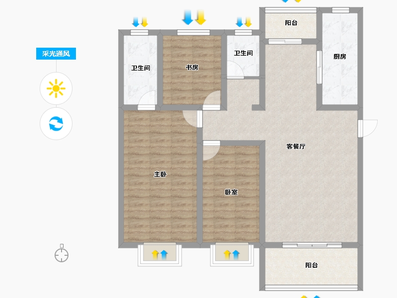 陕西省-宝鸡市-龙泉尚居-104.00-户型库-采光通风