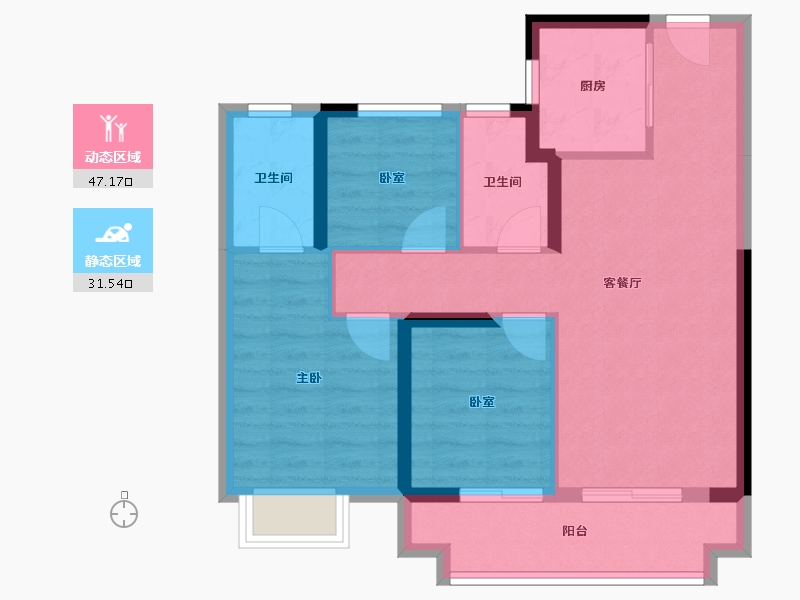 湖北省-武汉市-伟鹏硅谷小镇—期-69.86-户型库-动静分区