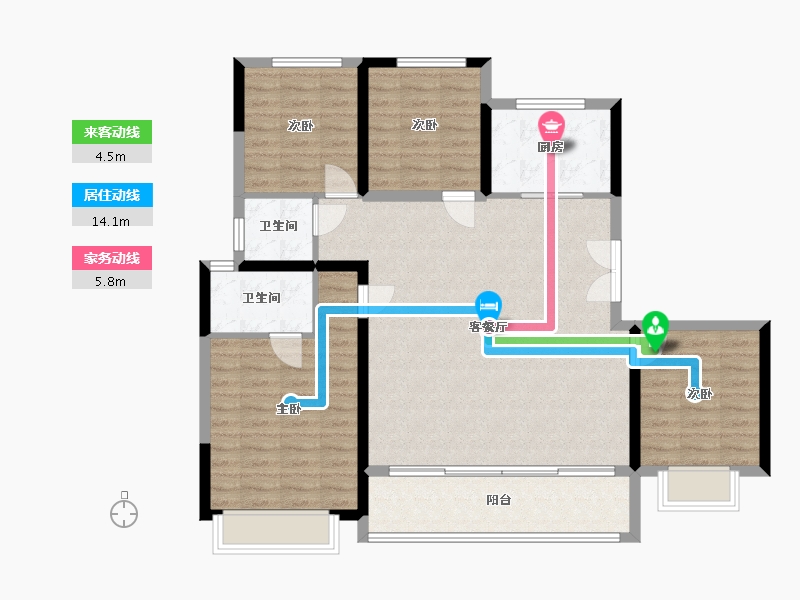 陕西省-西安市-泰发祥和悦雅境-109.03-户型库-动静线