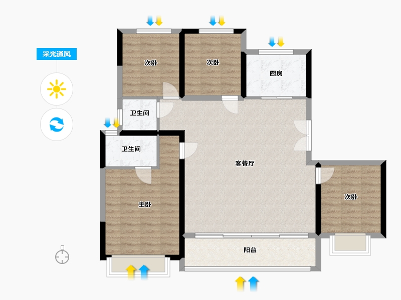 陕西省-西安市-泰发祥和悦雅境-109.03-户型库-采光通风