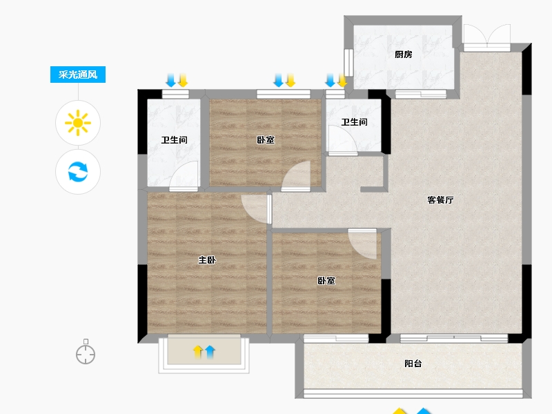 江西省-赣州市-书香雅苑-80.01-户型库-采光通风