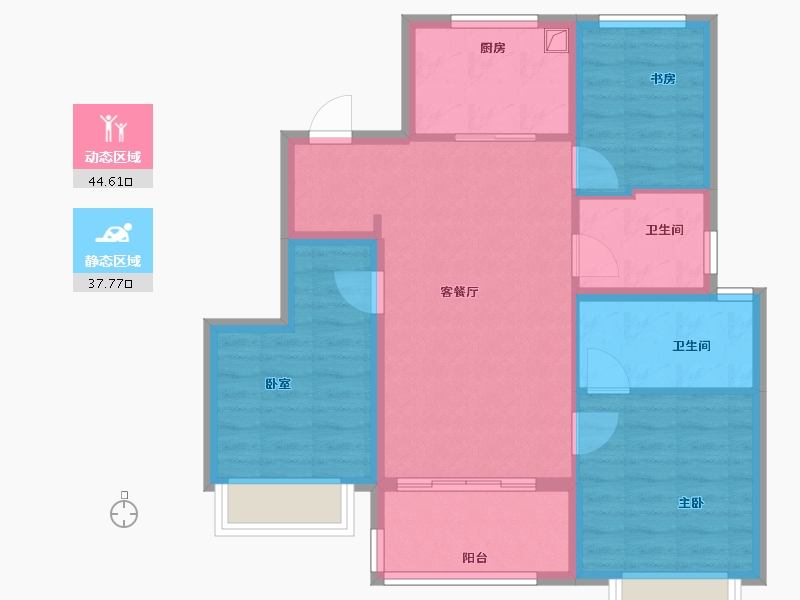 上海-上海市-森兰·航荟名庭-73.35-户型库-动静分区