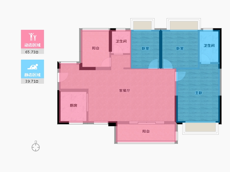 广东省-中山市-海伦堡玖悦云府-94.99-户型库-动静分区