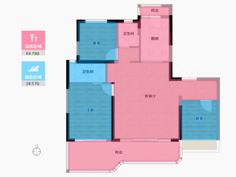 陕西省-西安市-润玺臺·观月-98.94-户型库-动静分区