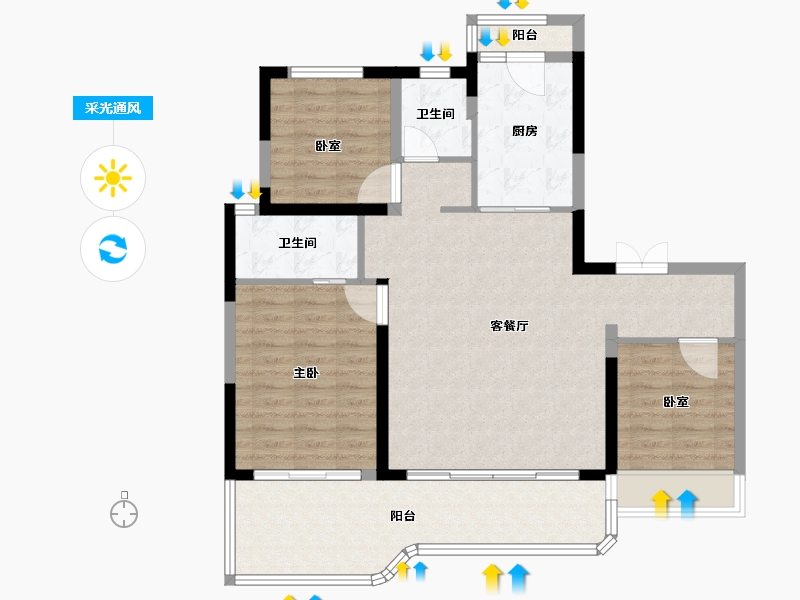 陕西省-西安市-润玺臺·观月-98.94-户型库-采光通风