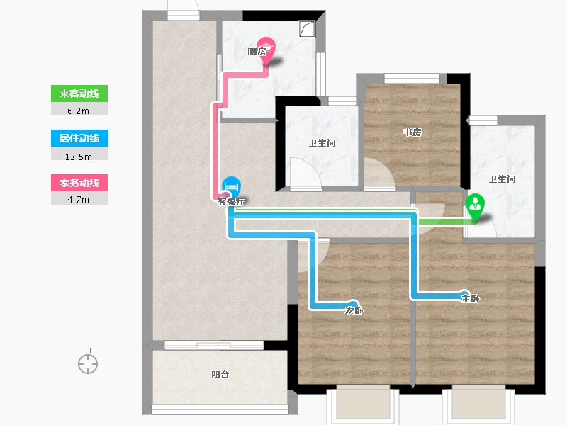 浙江省-杭州市-兴耀月琉璃-71.20-户型库-动静线