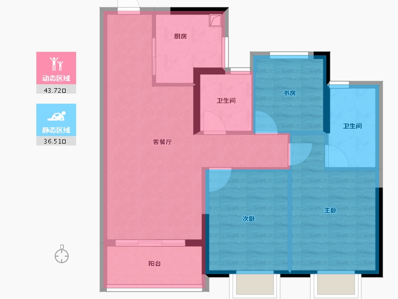 浙江省-杭州市-兴耀月琉璃-71.20-户型库-动静分区