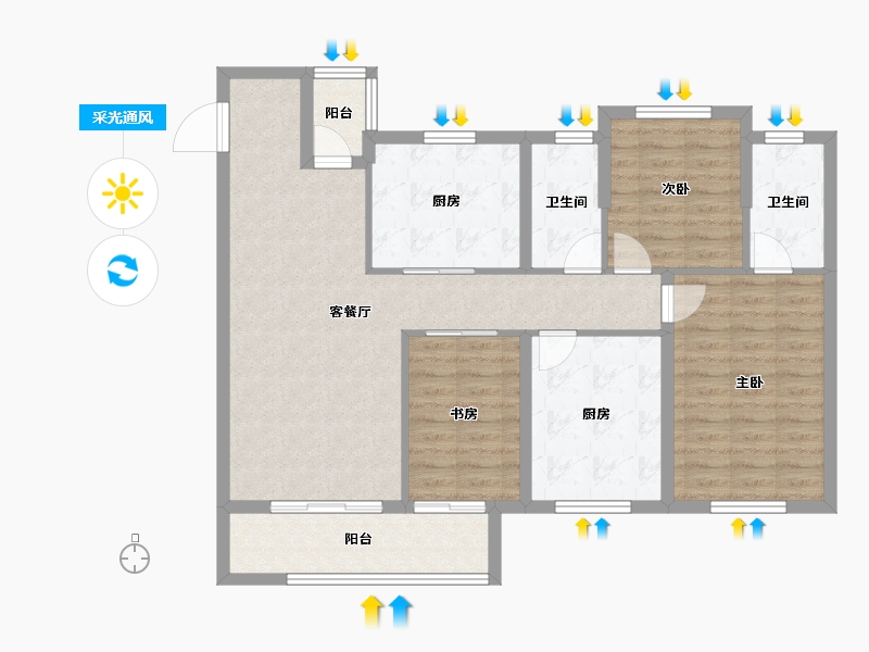 湖北省-武汉市-天创长江云栖风华-101.26-户型库-采光通风