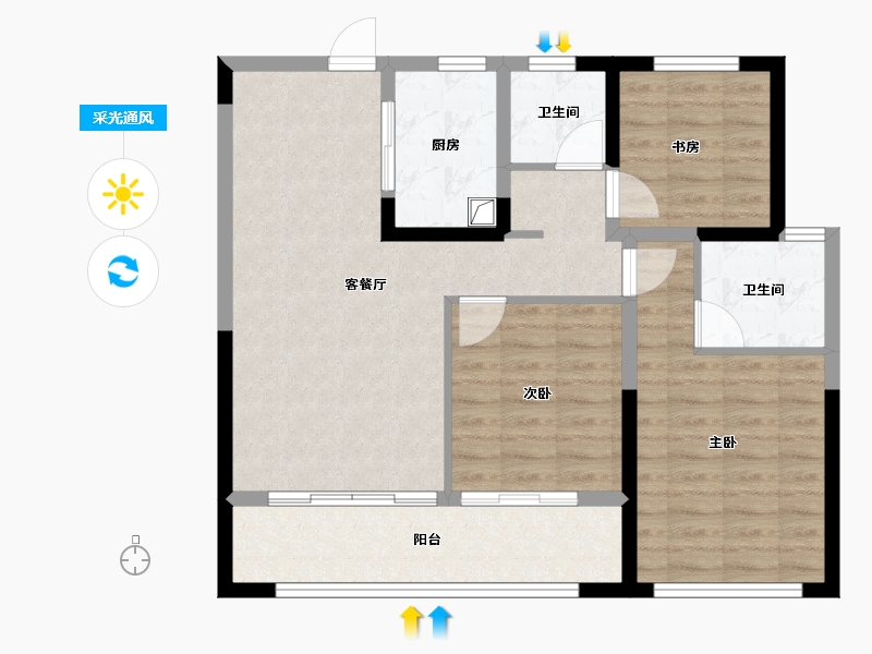 陕西省-宝鸡市-高新序-85.07-户型库-采光通风