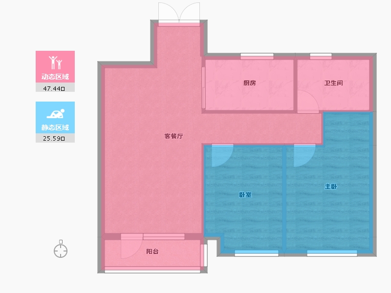 吉林省-延边朝鲜族自治州-嘉年华公馆·大千城二期-66.01-户型库-动静分区