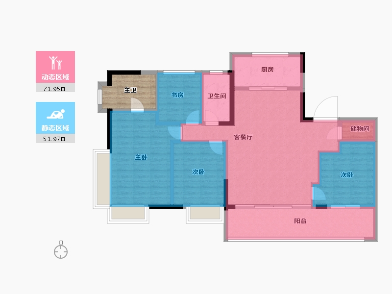 浙江省-宁波市-万科·璞拾江峯-117.60-户型库-动静分区