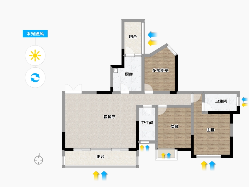 四川省-成都市-天投鑫云阁-99.52-户型库-采光通风