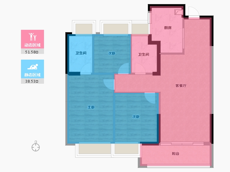 上海-上海市-中国铁建花语前湾-80.80-户型库-动静分区