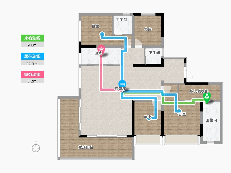 陕西省-西安市-润玺臺·观月-142.12-户型库-动静线