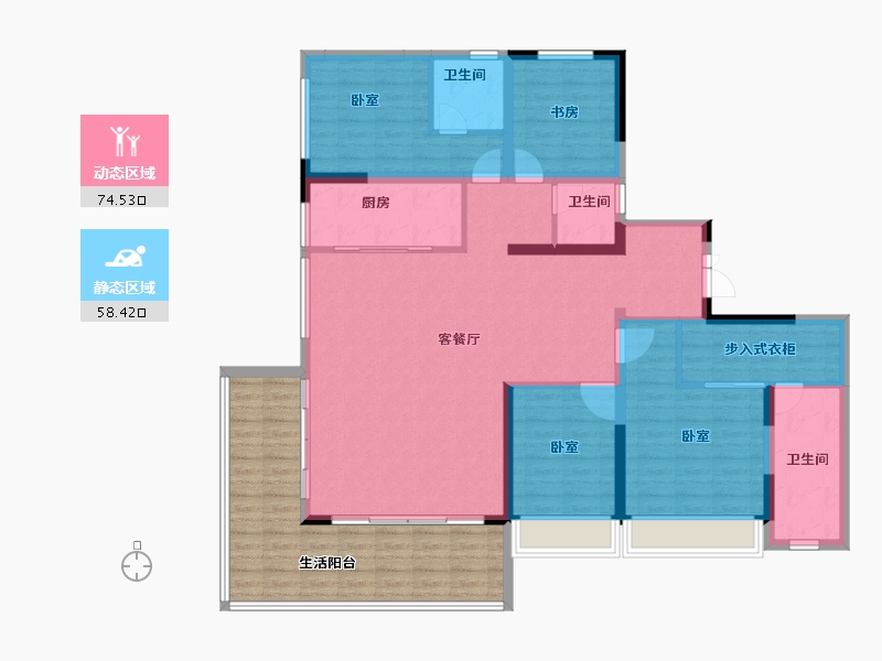 陕西省-西安市-润玺臺·观月-142.12-户型库-动静分区