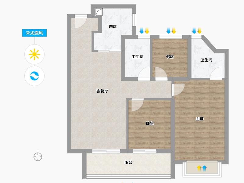 上海-上海市-金融湾·晶二期-81.59-户型库-采光通风