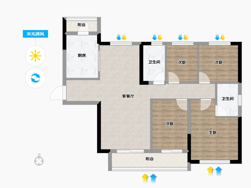 湖北省-武汉市-武汉恒大悦府-92.04-户型库-采光通风