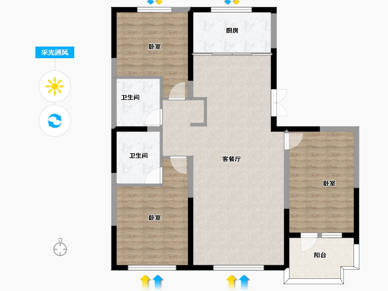 山东省-聊城市-财信·雲境-108.86-户型库-采光通风