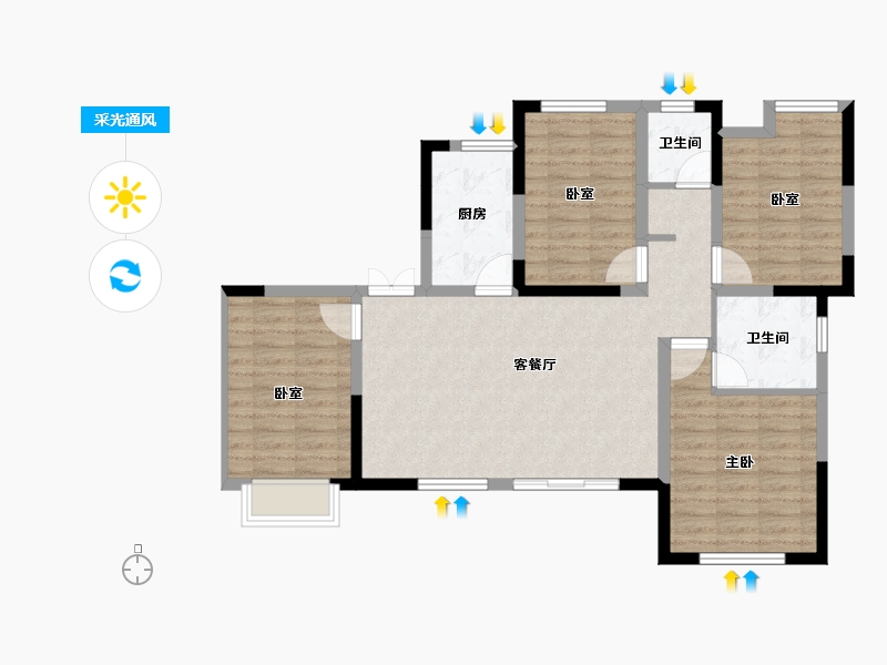 陕西省-汉中市-晨晖帝璟-92.96-户型库-采光通风