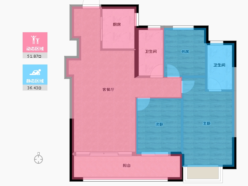 浙江省-宁波市-华润置地·润樾-80.00-户型库-动静分区