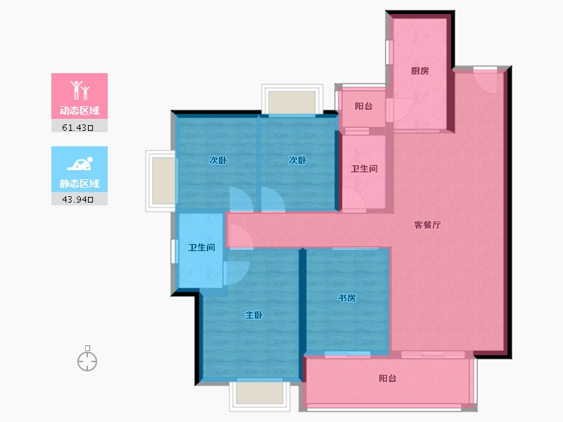 云南省-昆明市-富康城·紫悦府-94.26-户型库-动静分区