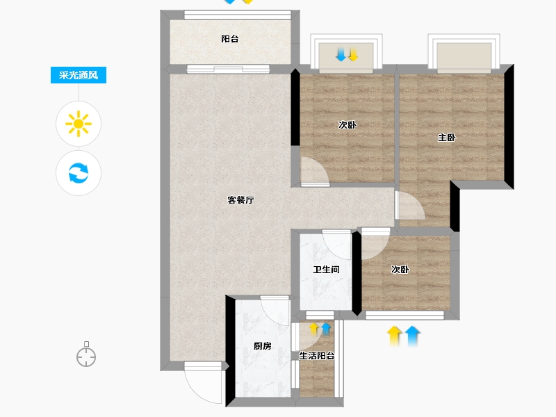 四川省-内江市-嘉宏·未来城-65.42-户型库-采光通风