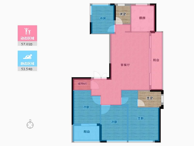 浙江省-宁波市-万科·璞拾江峯-109.41-户型库-动静分区